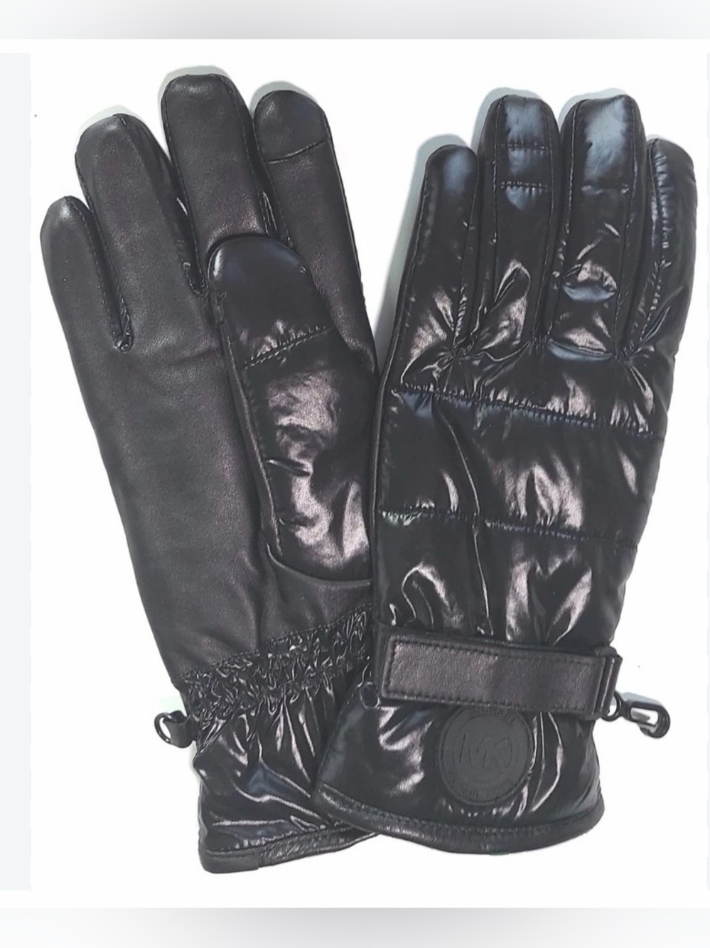 Michael Kors Quilted Nylon and Leather Tech Gloves.